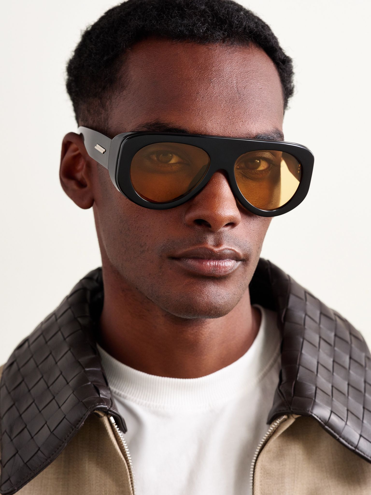 Aviator-Style Acetate Sunglasses Black - 2