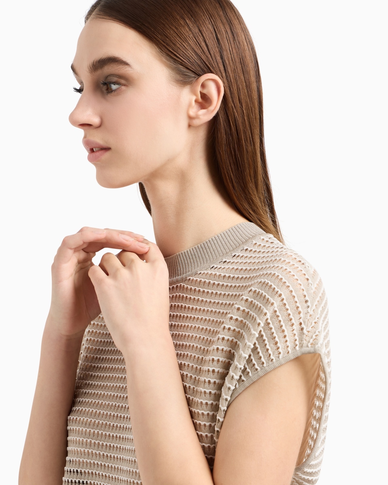 PERFORATED VISCOSE-BLEND SHORT-SLEEVED JUMPER - 5