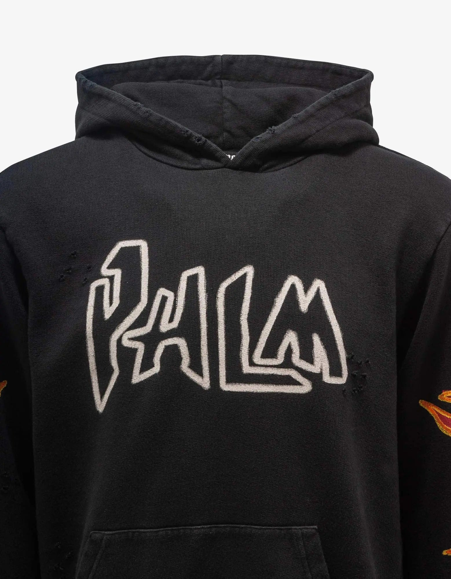 Palm Angels Black Graffiti Flames Hoodie - 4