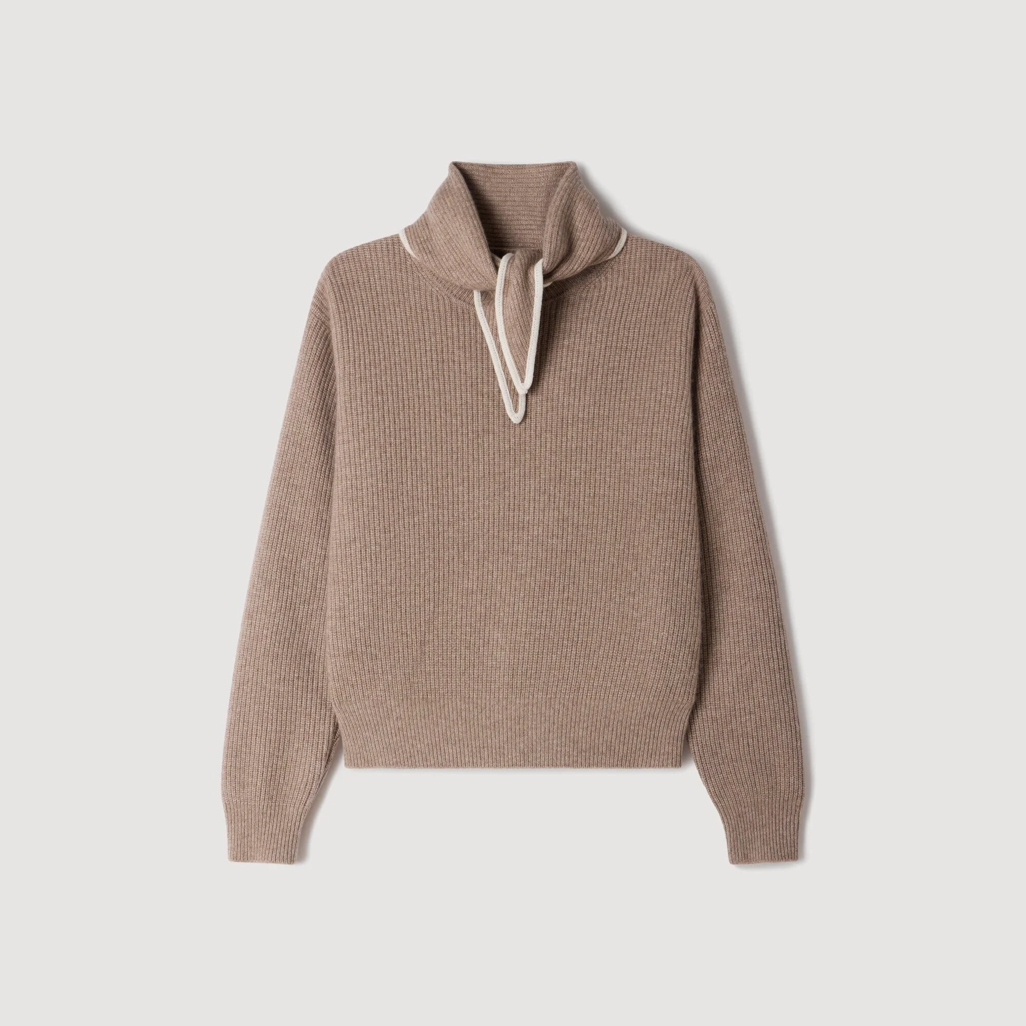 SWEATER WITH REMOVABLE SCARF - 1