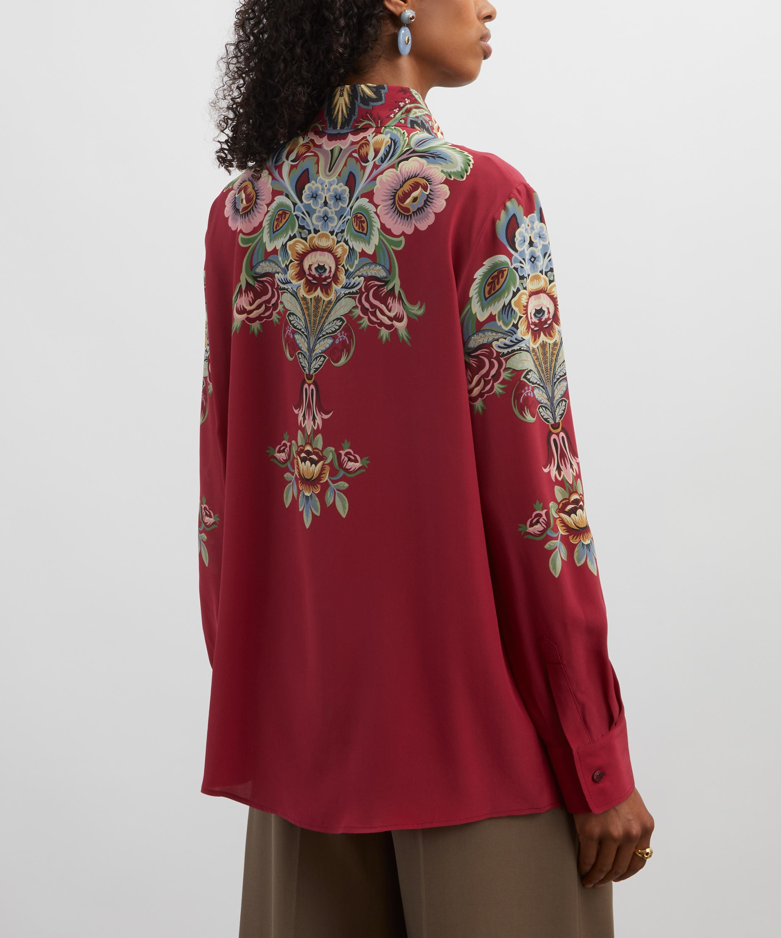 Placed Floral Silk Shirt - 4
