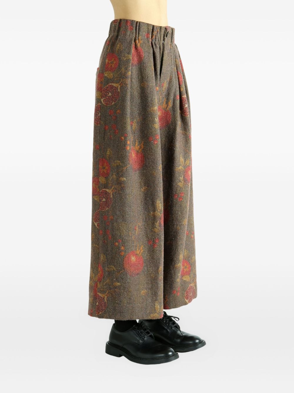 pomegranate print pleated trousers - 3