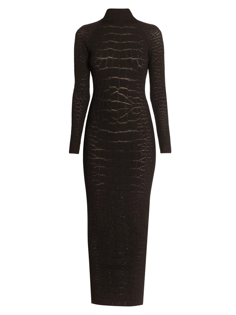 Women's Croc-Effect Knit Open-Back Maxi Dress - Noir 1