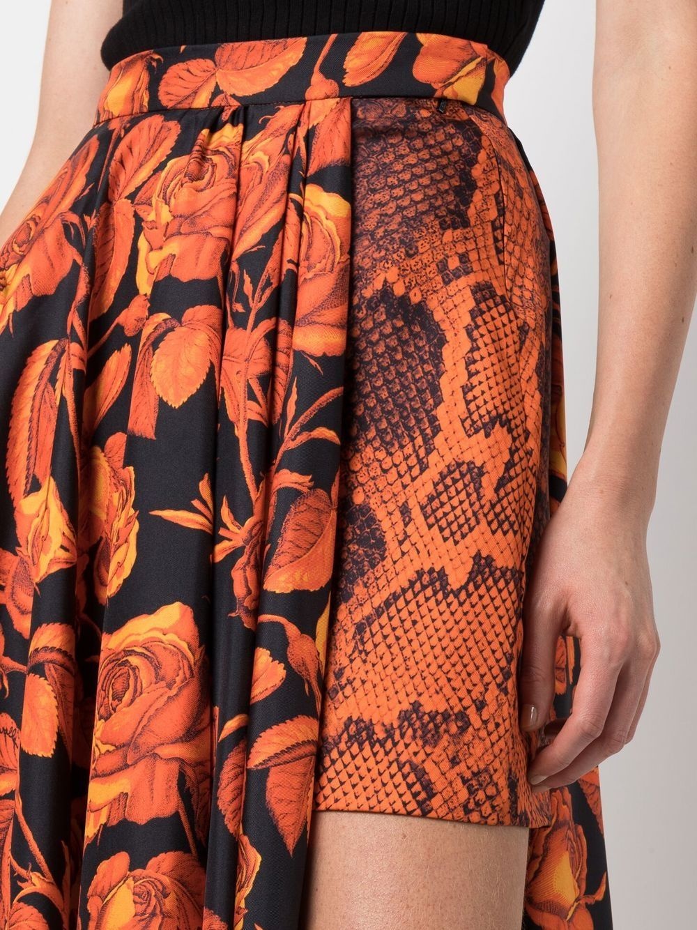 mix-print silk skirt - 5