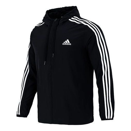 Men's adidas 3s Wb Training Sports Hooded Logo Jacket Autumn Black GV5256 - 1