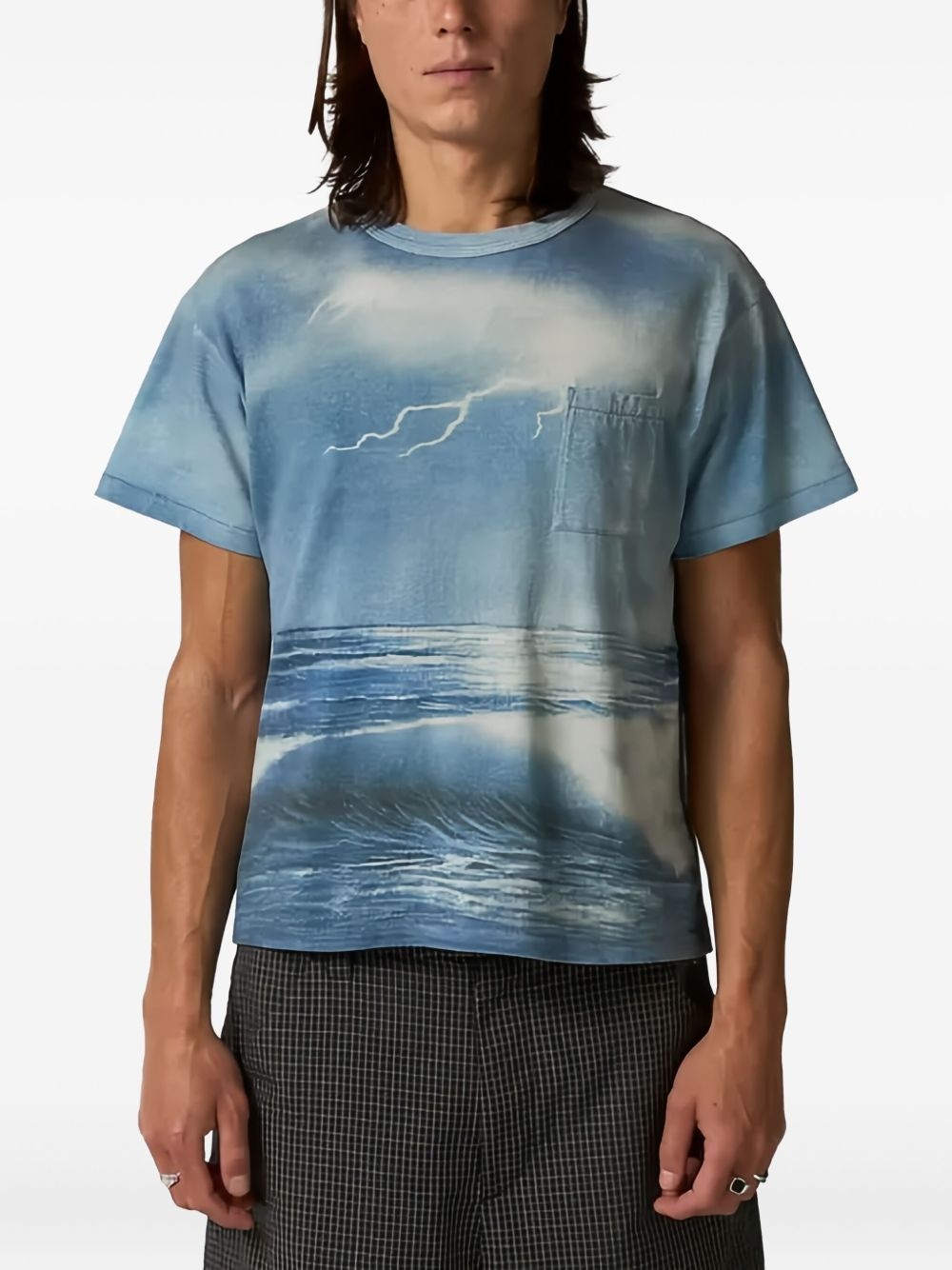 storm-print pocket T-shirt - 3