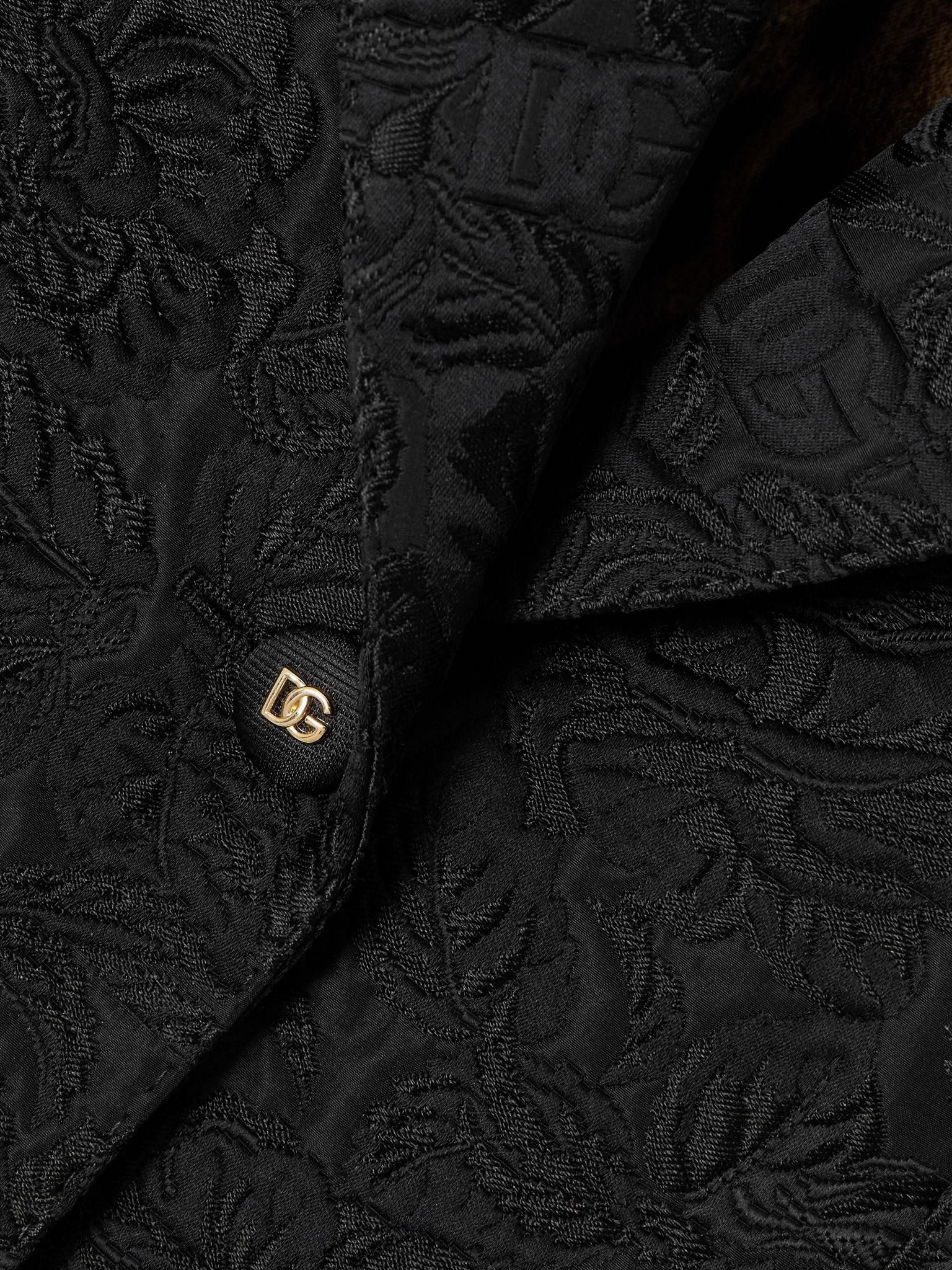 Floral-jacquard matelassé blazer Black - 4