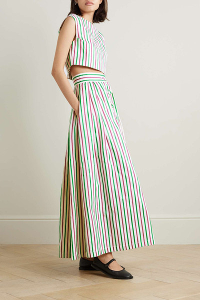 DESTREE Irving pleated striped faille maxi skirt outlook