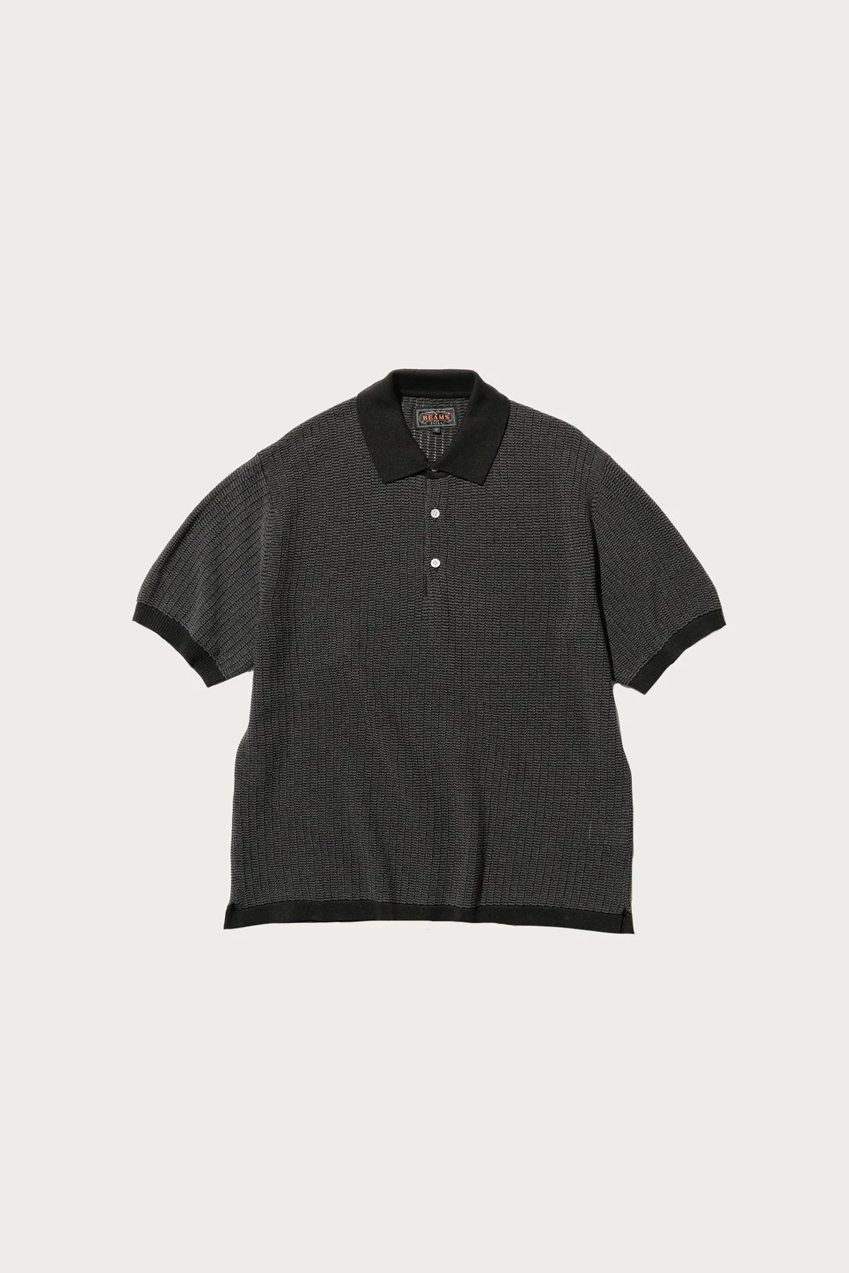 Knit Polo "WASHI" 2 Tone - Black - 1