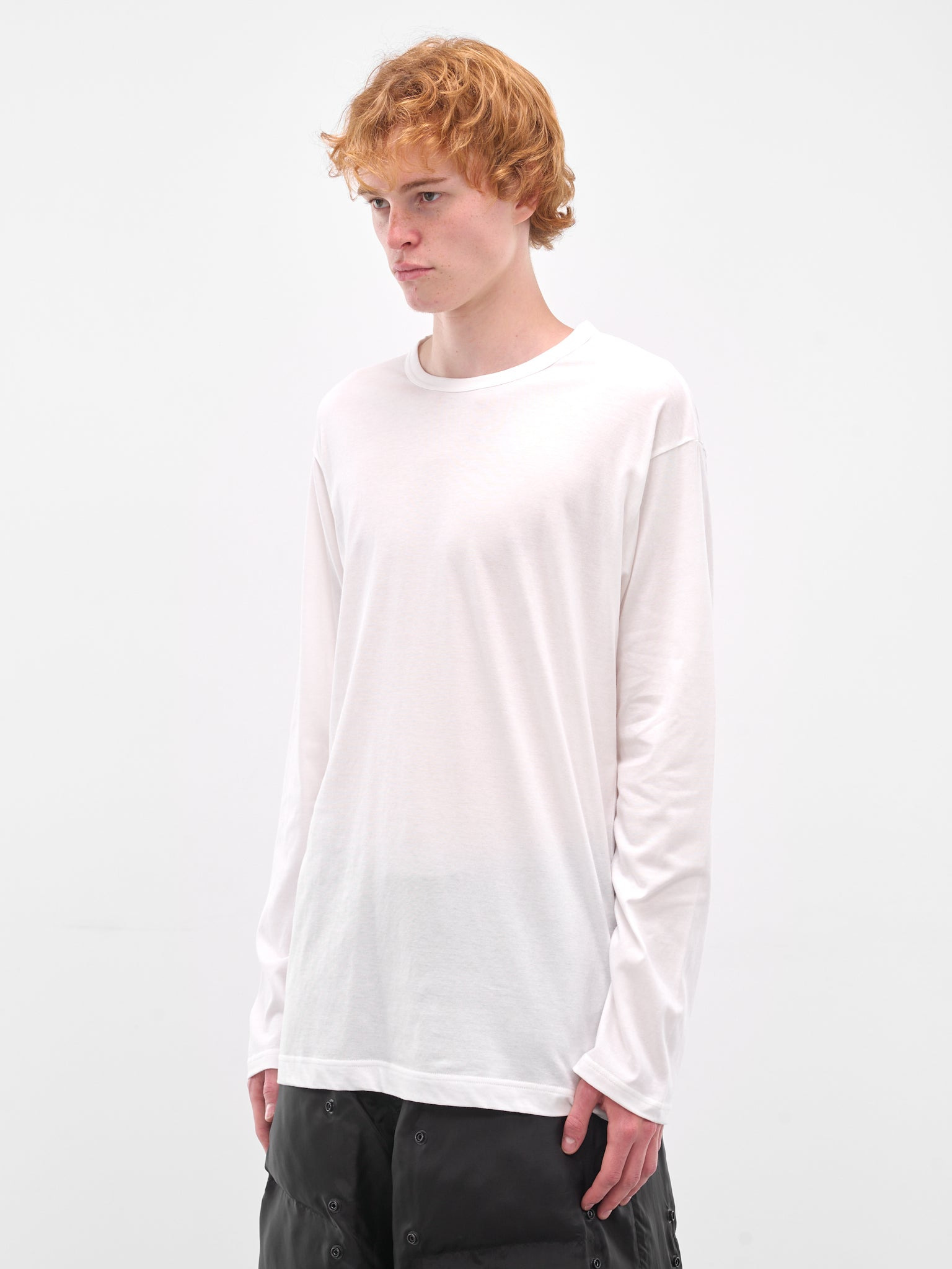 White Crewneck Long Sleeve Tee - 2