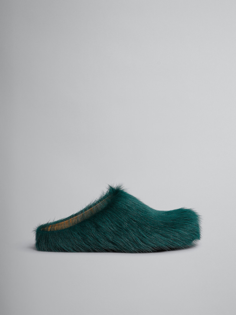 SEA GREEN LONG-HAIR CALFSKIN FUSSBETT SABOT - 1