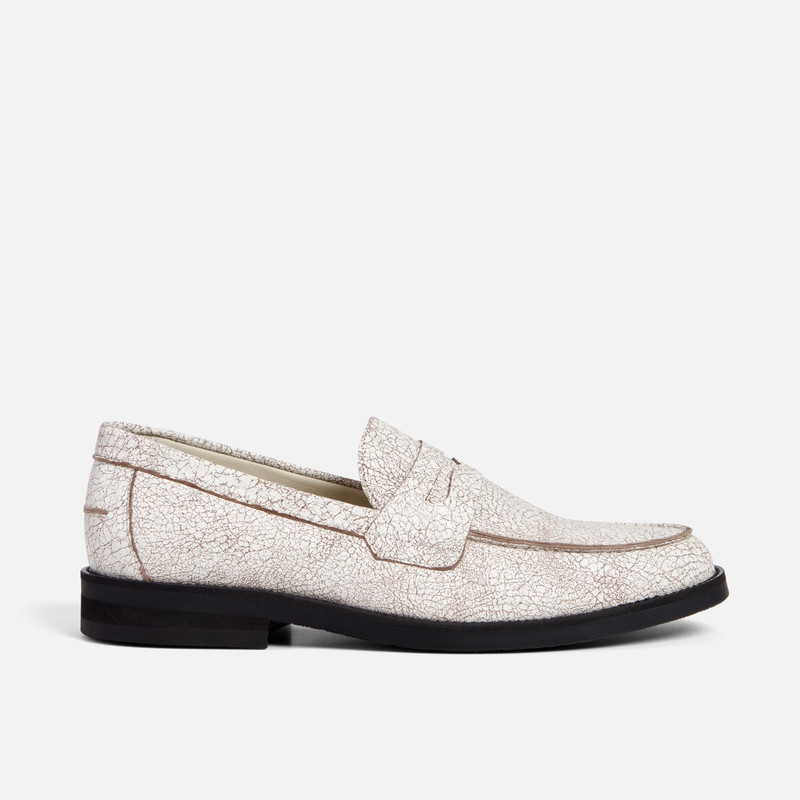 Wilde White Cracked Penny Loafer - Men's 1