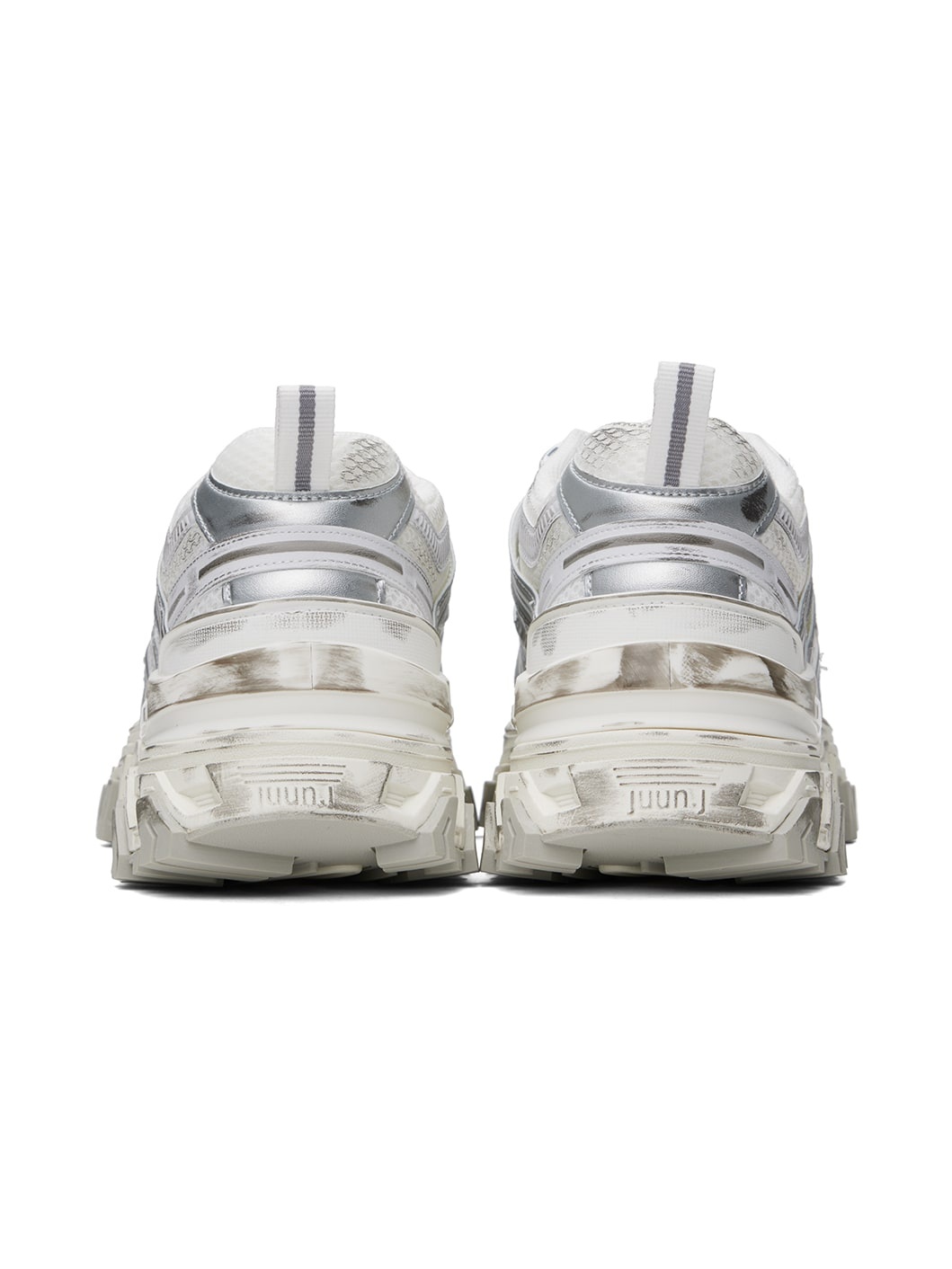 White & Silver Paneled Sneakers - 2