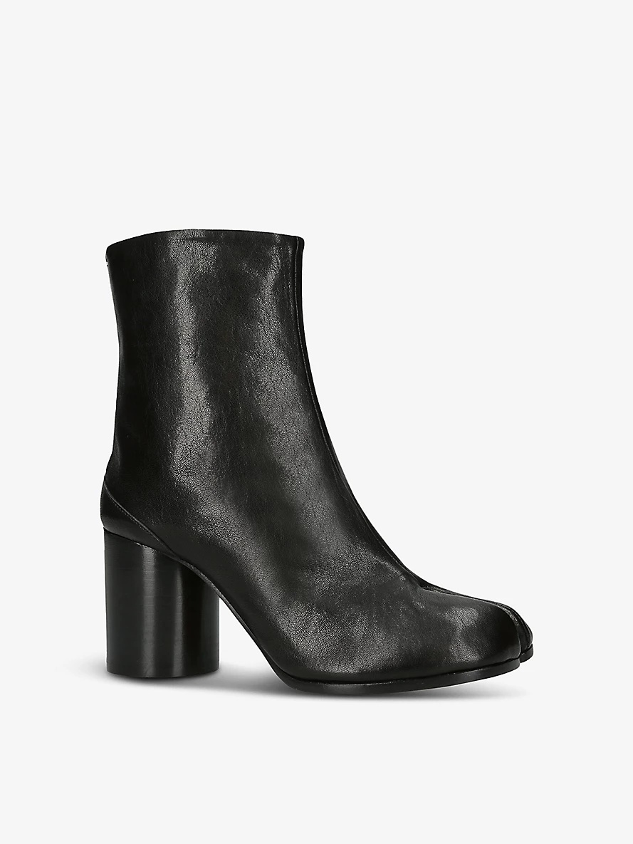 Tabi 80 split-toe block-heel leather ankle boots - 3