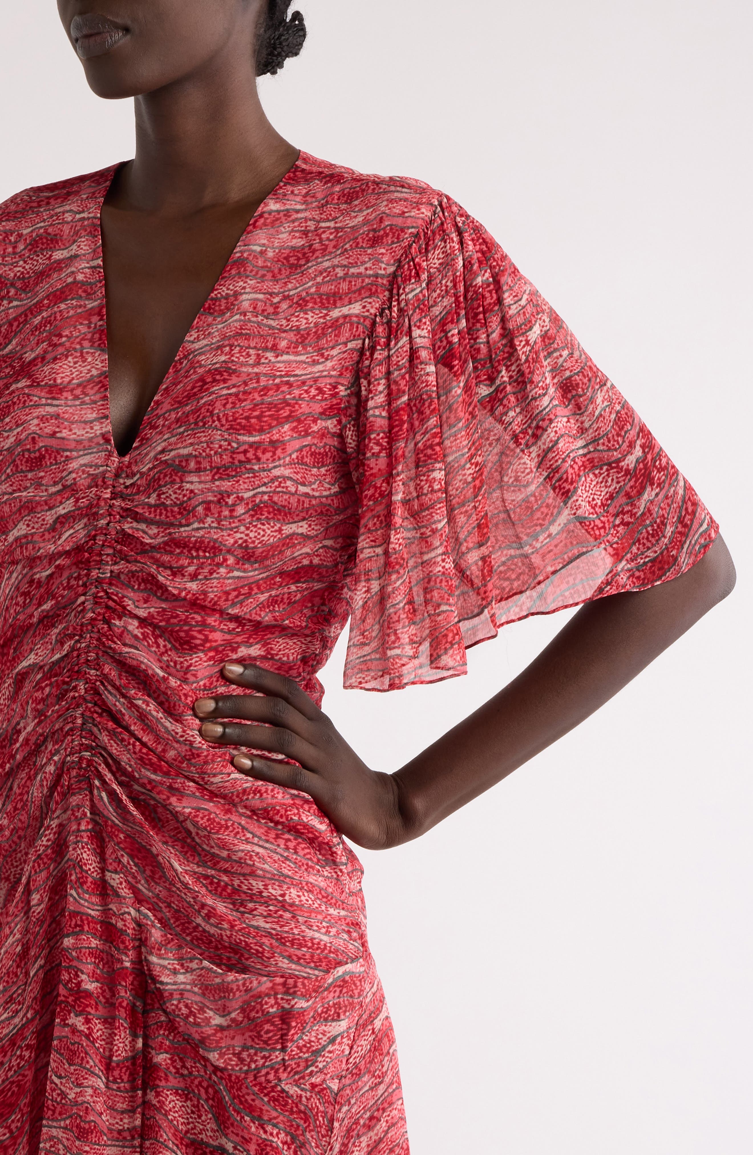 Isabel Marant Étoile Vivienne Abstract Print Georgette Dress in Red at Nordstrom - 4