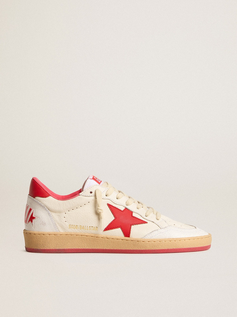 Men’s Ball Star Wishes in white leather with a red star and heel tab - 1