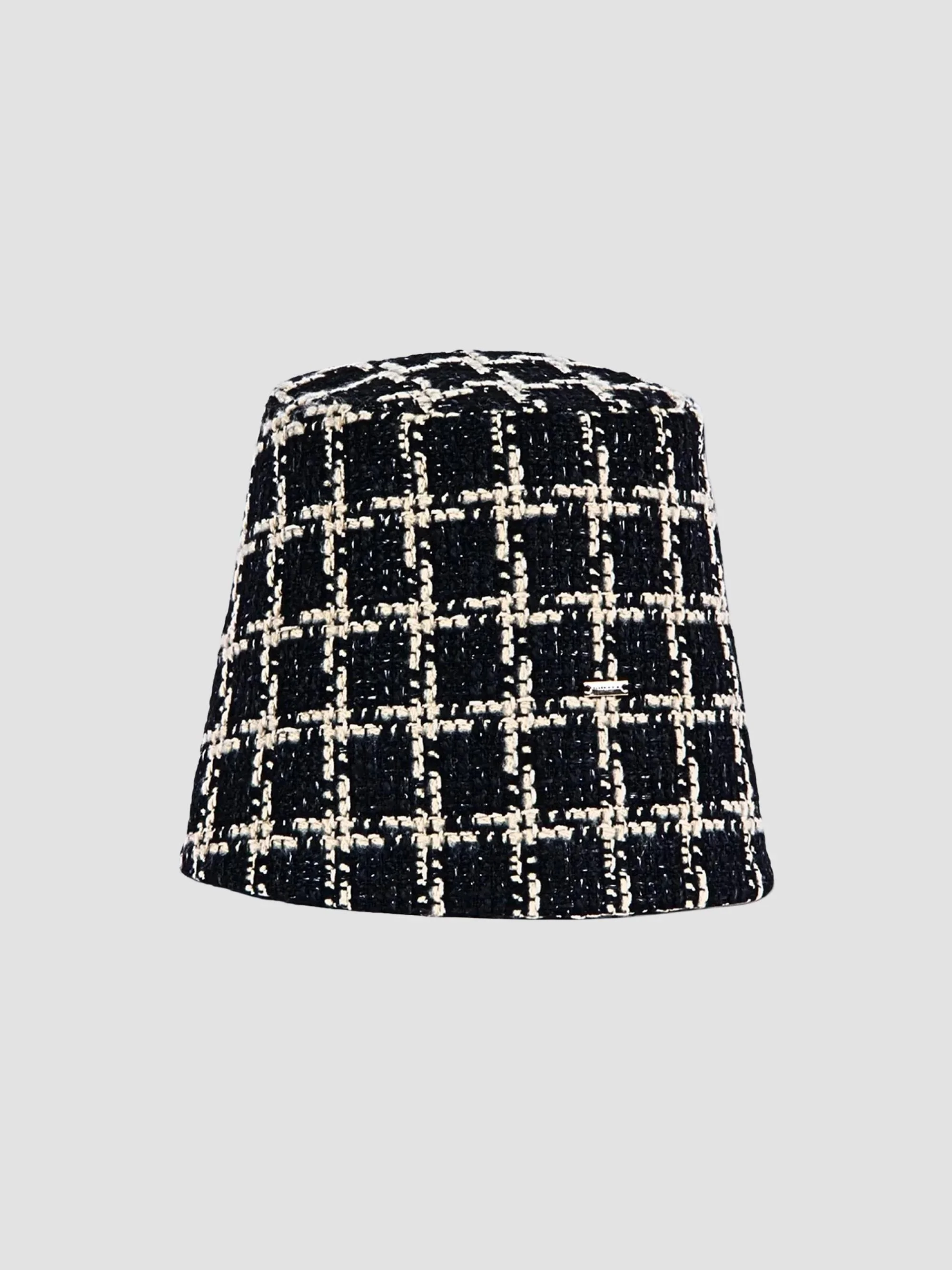 Women's Ella Tweed Bucket Hat - Black Beige - 1