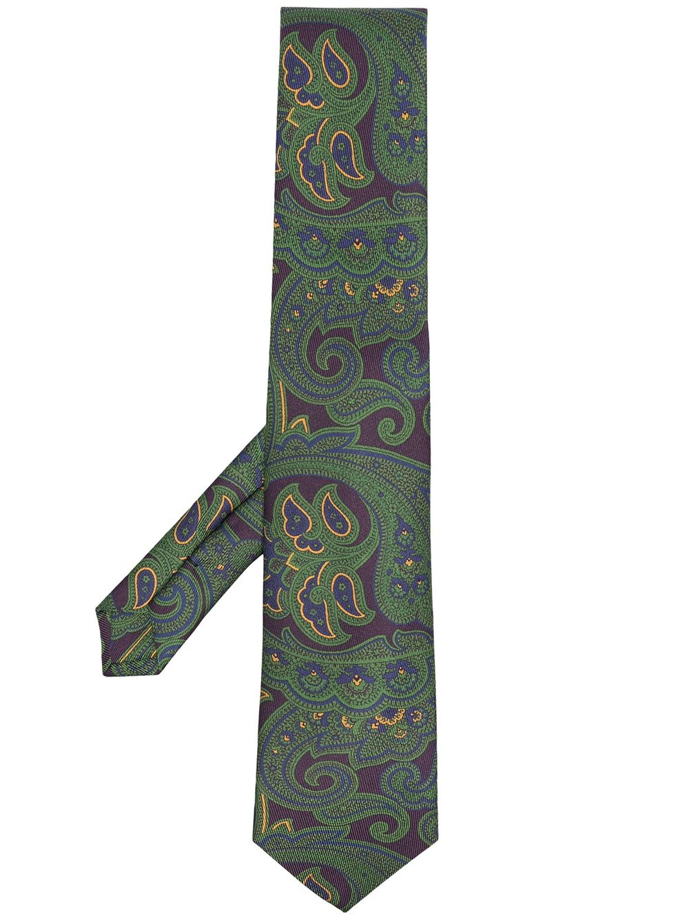 paisley embroidered silk tie - 1