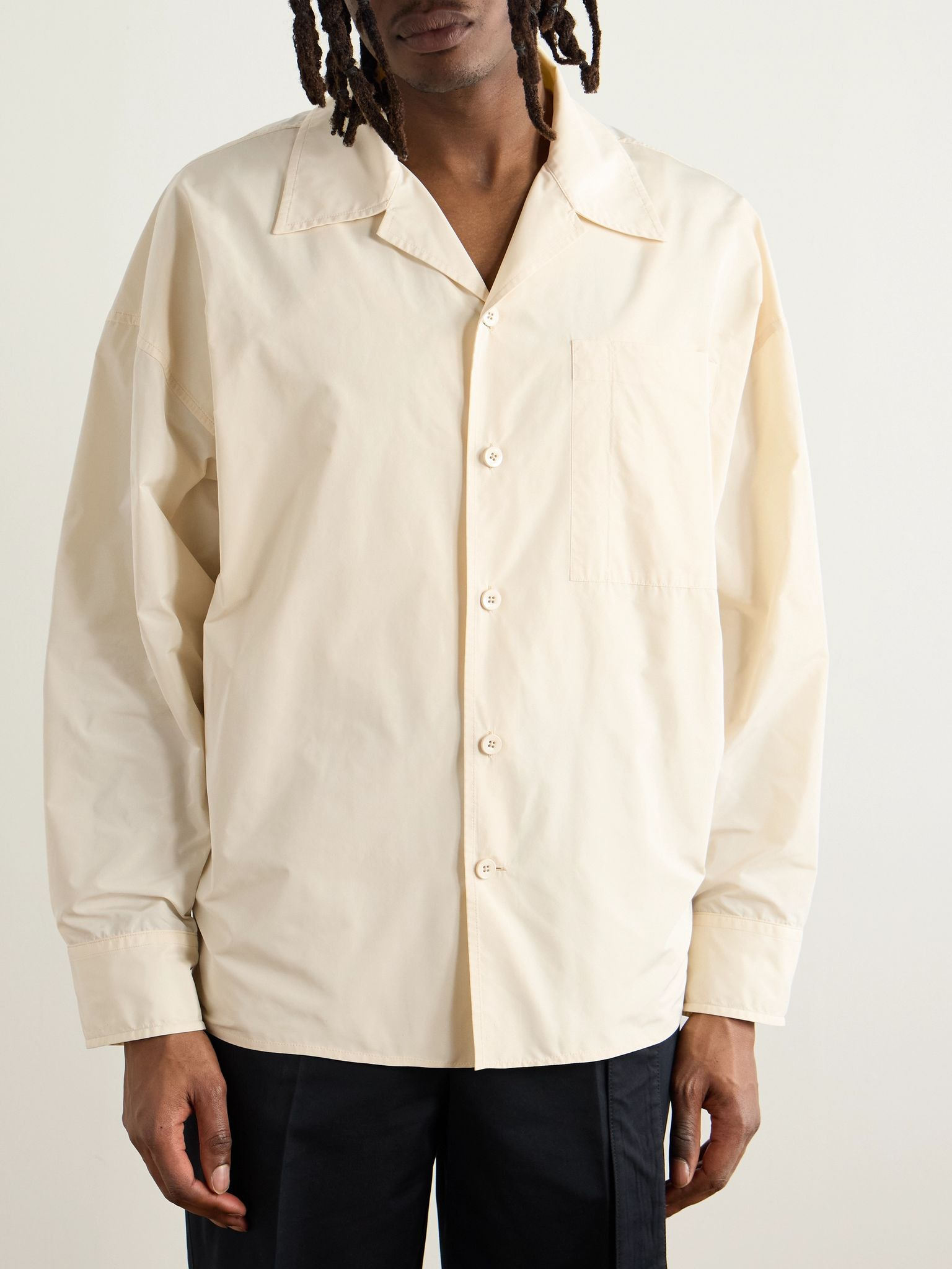 Camp-Collar Shell Shirt Off-white - 3