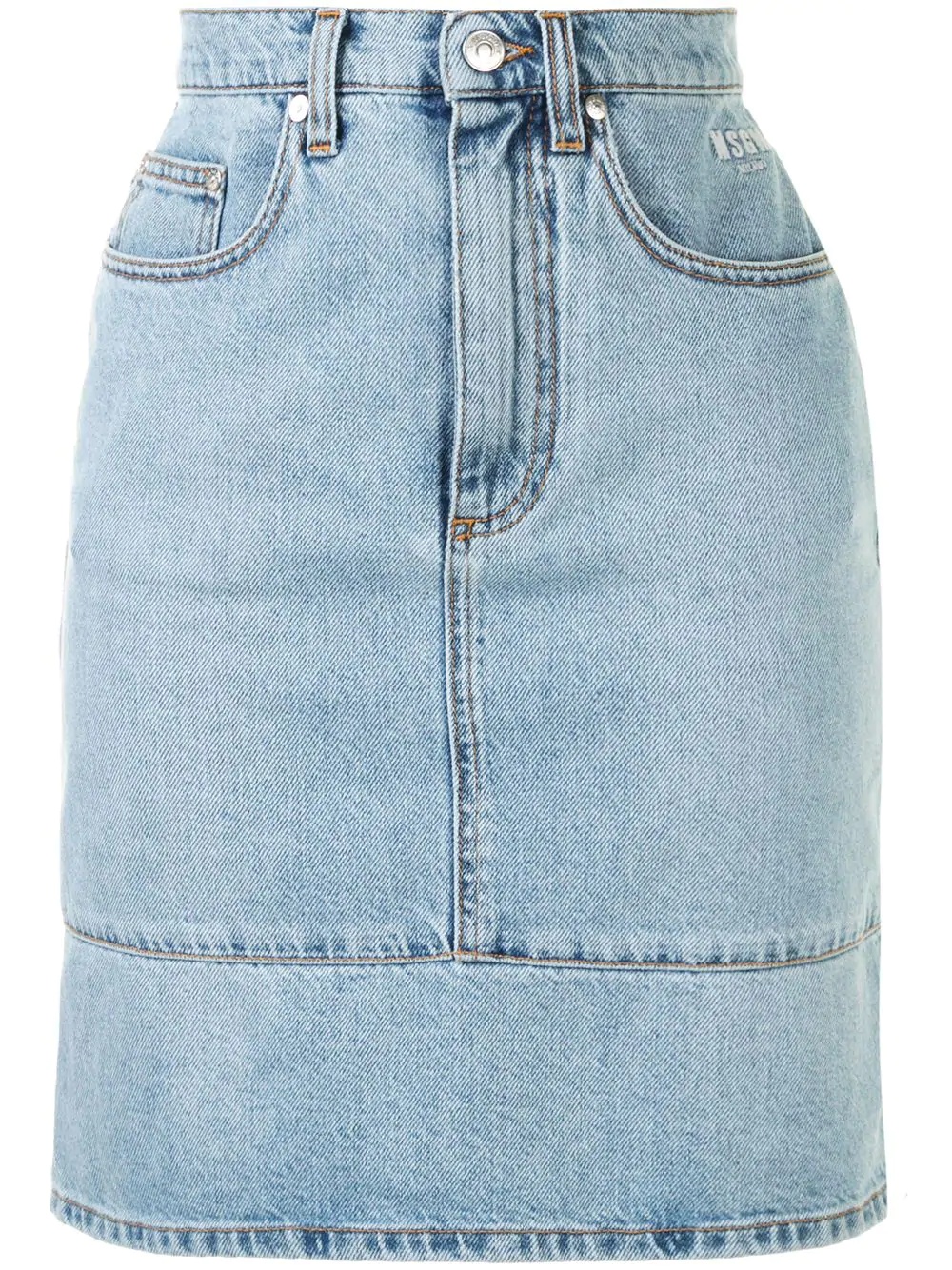 panelled high-waisted denim skirt - 1