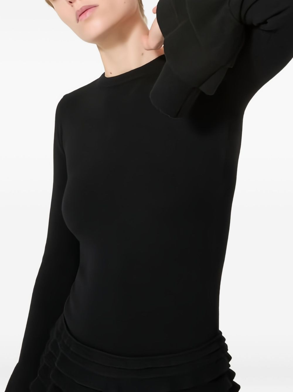 tiered-sleeve crew-neck knitted top - 5