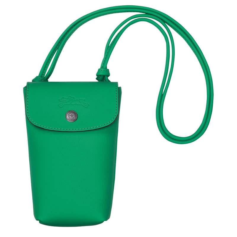 Le Pliage Xtra Phone case with leather lace Green - Leather 1