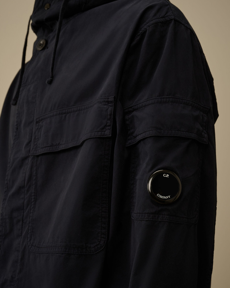 Organic Gabardine Hooded Zipped Overshirt 5
