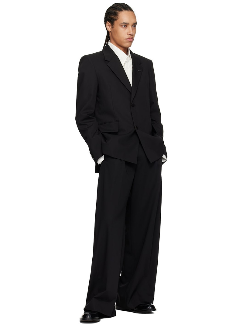 Wooyoungmi Black Wool Wide Folding Trousers outlook