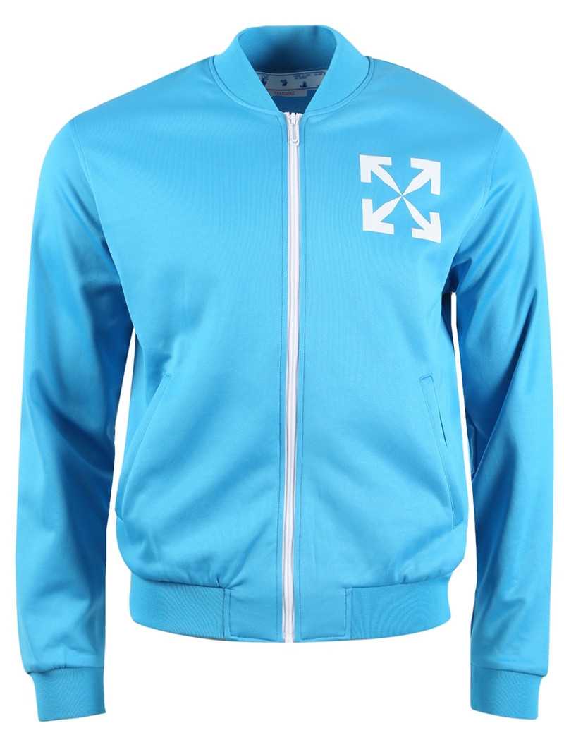 Single Arrow Slim Track Top Cyan Blue And White - 1