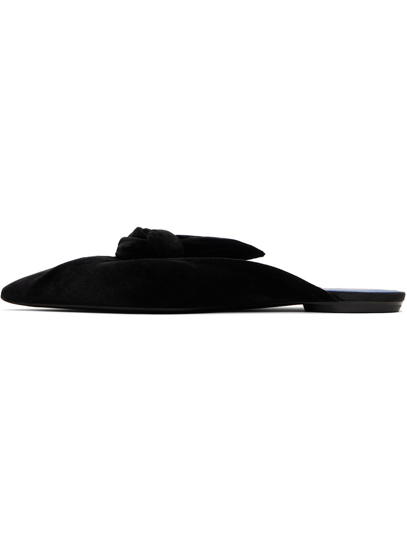 Lanvin Black Midnight Step Velvet Bow Mule Flats outlook