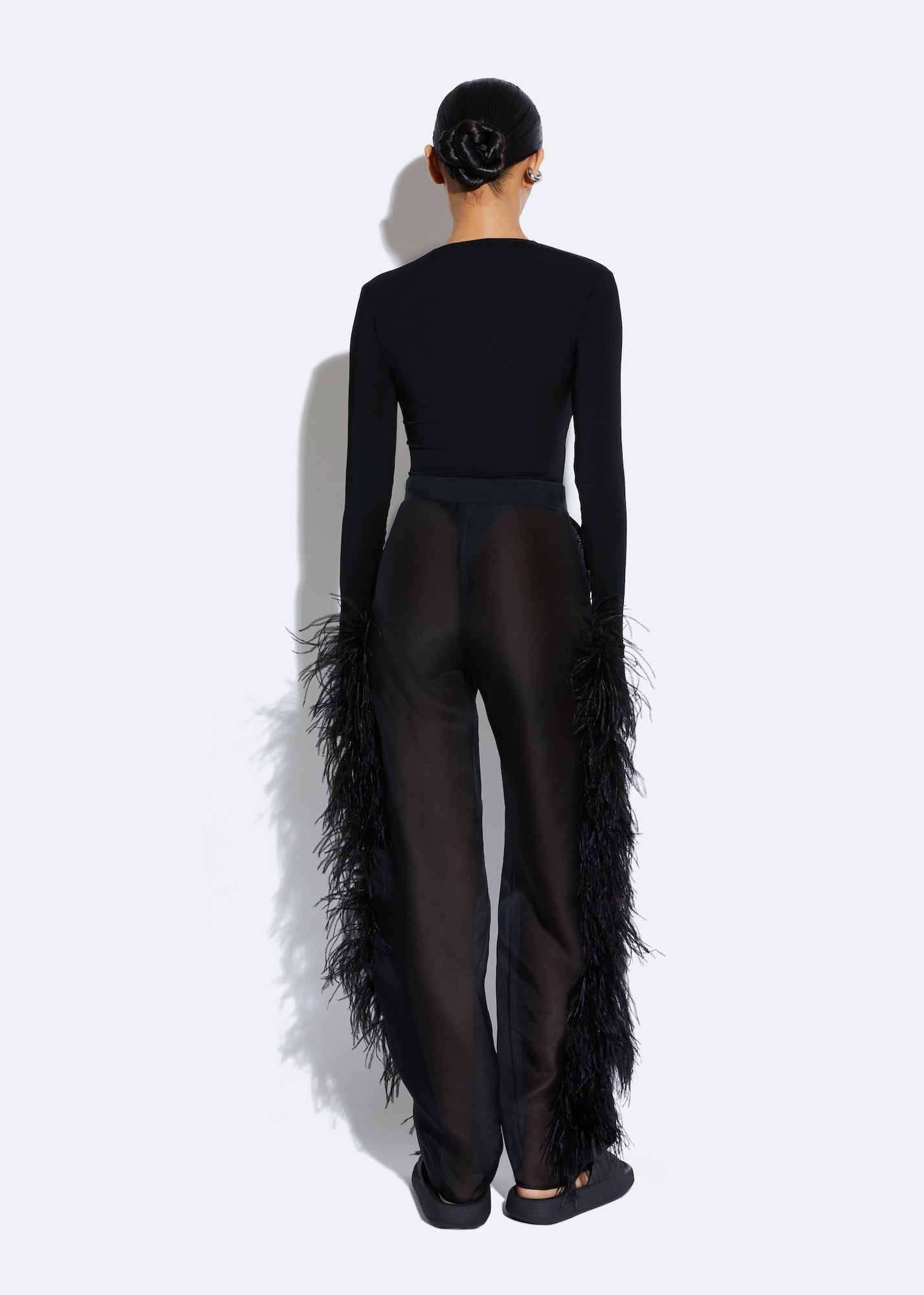 Organza Trouser With Feathers - 3