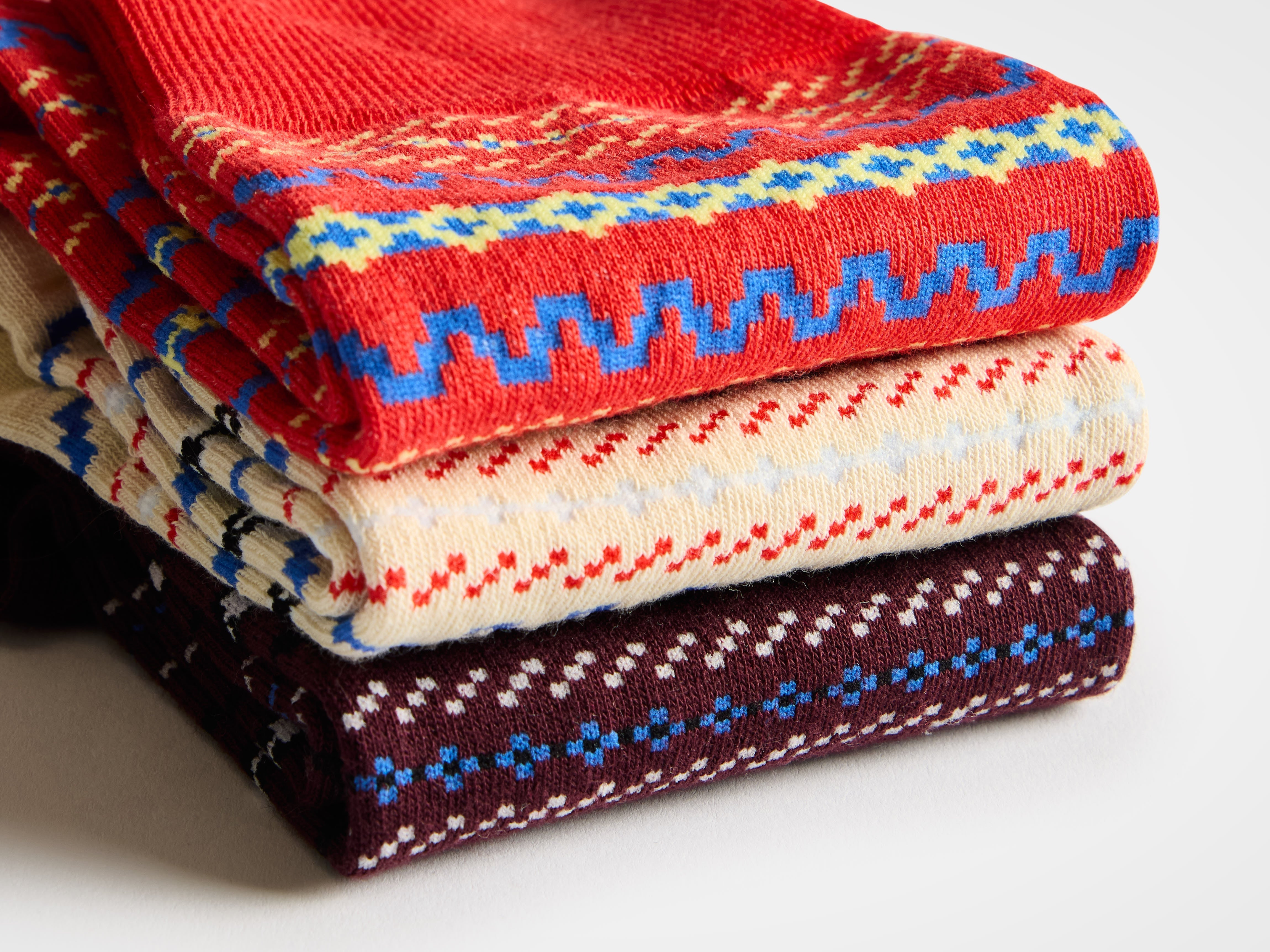FAIRISLE SOCK IN RED - 4