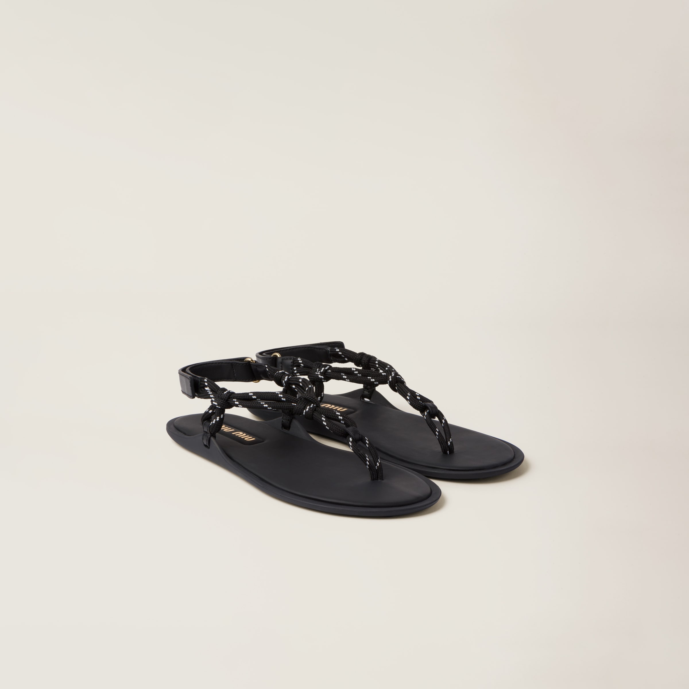 Cord and leather thong sandals - 1