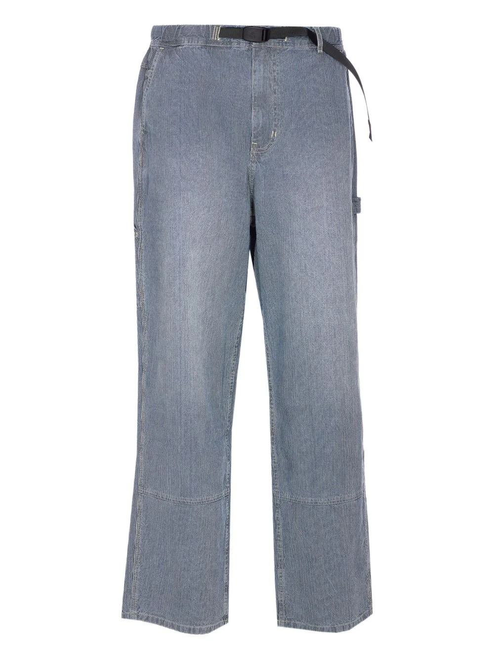 striped-pattern belted-waist trousers - 1