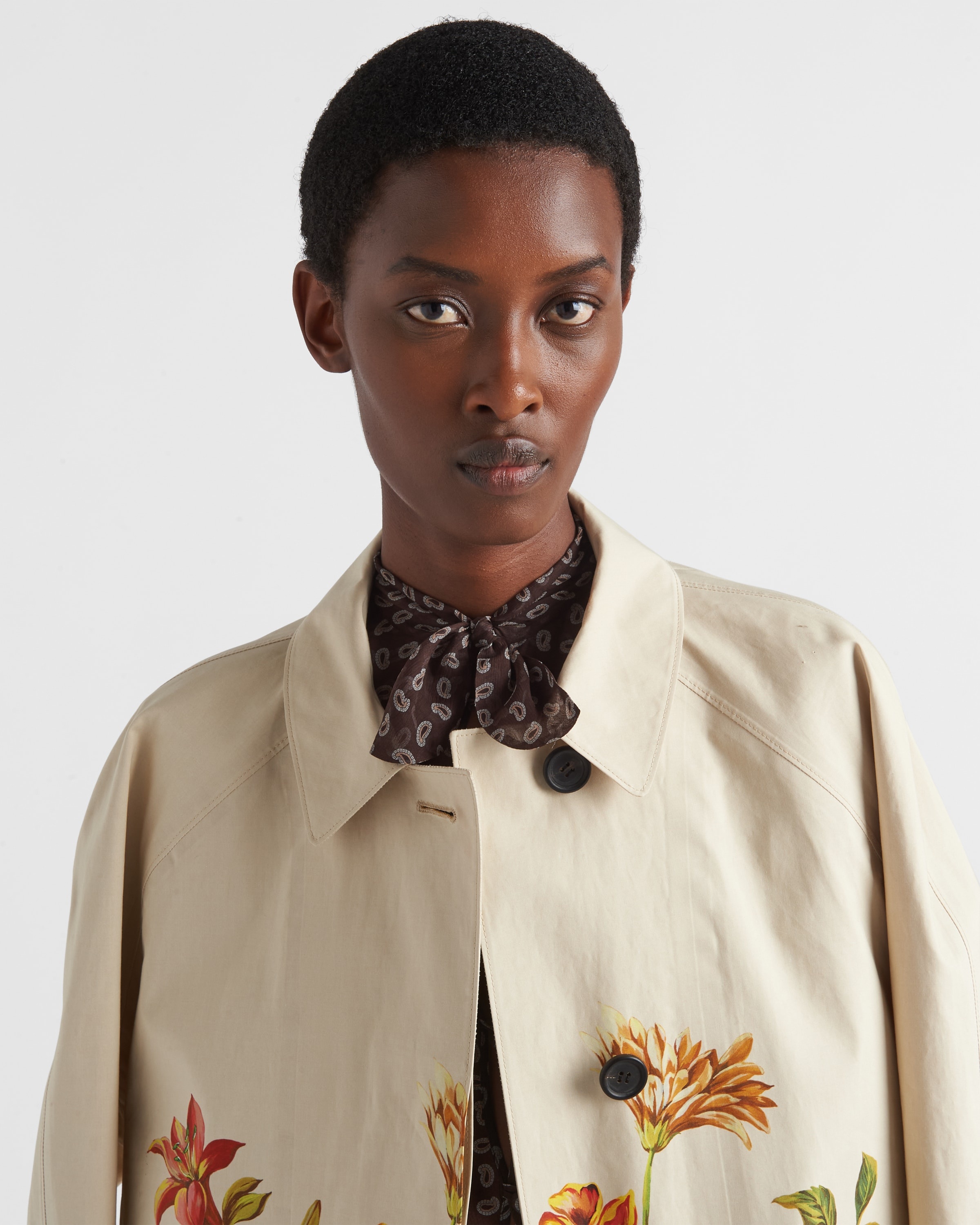 Printed cotton single-breasted coat - 3