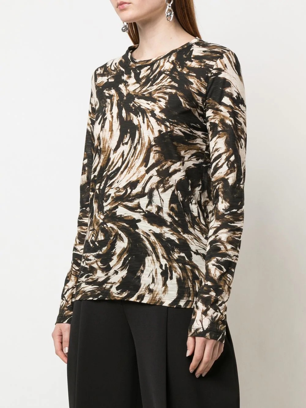 feather-printed longsleeved T-shirt - 3