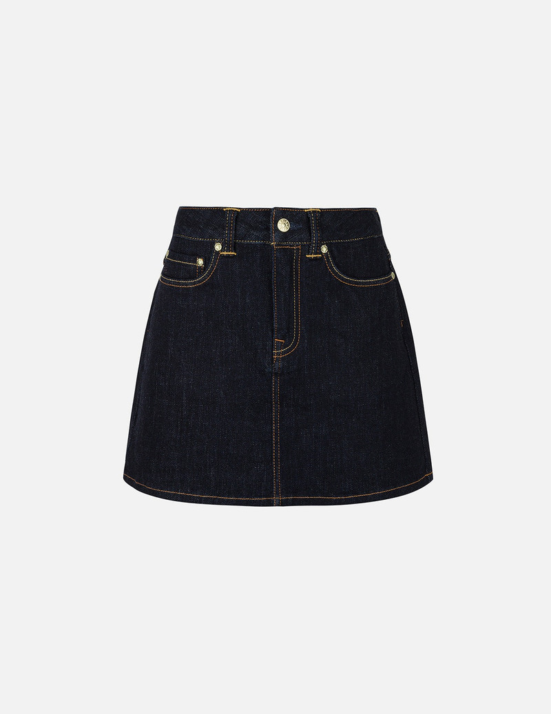 Seagull Embroidery Regular Fit Denim Skirt - 1