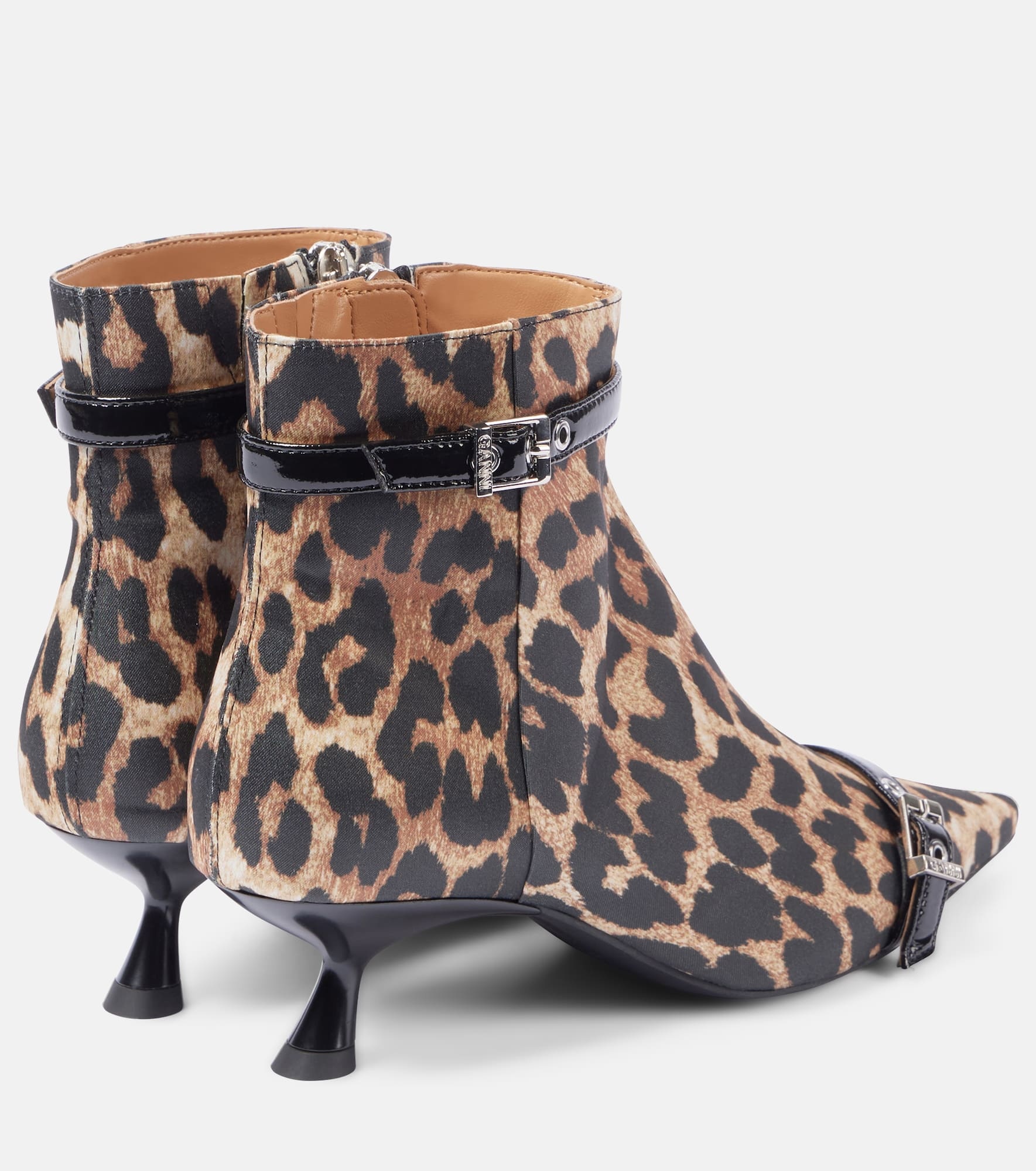 Leopard-print satin ankle boots - 2