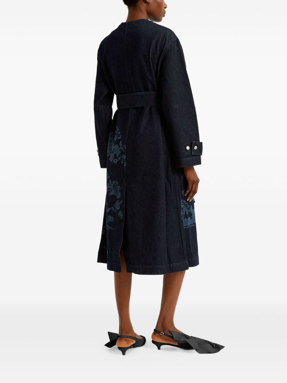floral-print belted coat - 4