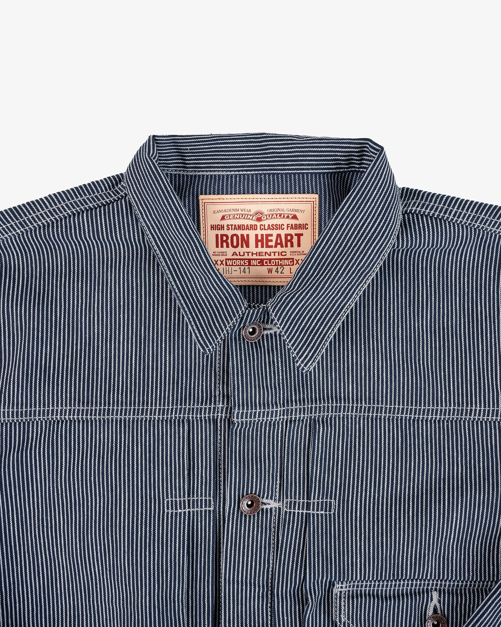 IHJ-141-IND 10.5oz Narrow Stripe Hickory Type I - Indigo - 7