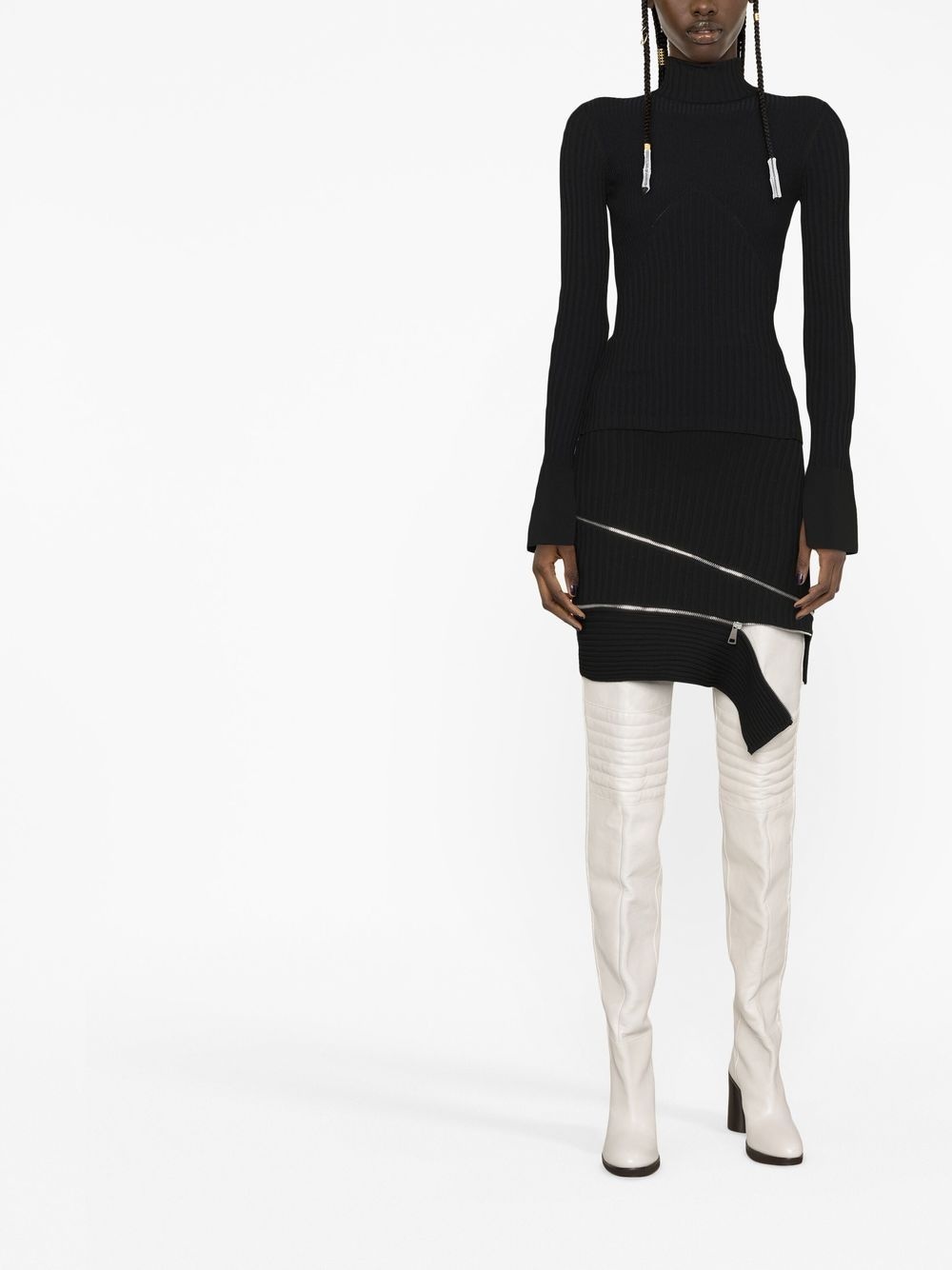zip-detail knitted skirt - 2