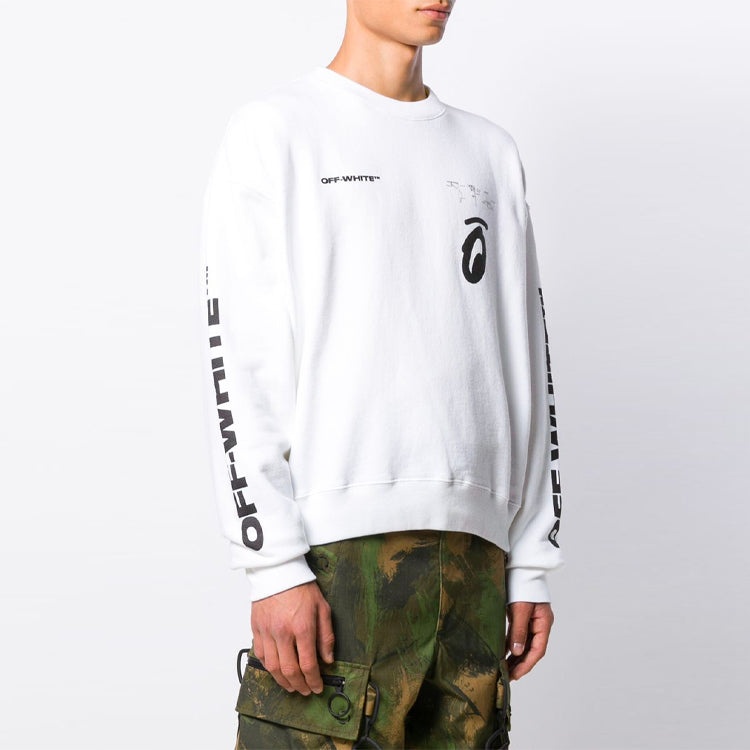 Off-White Arrow Pattern Round Neck Pullover White OMBA035E19D250100110 - 4