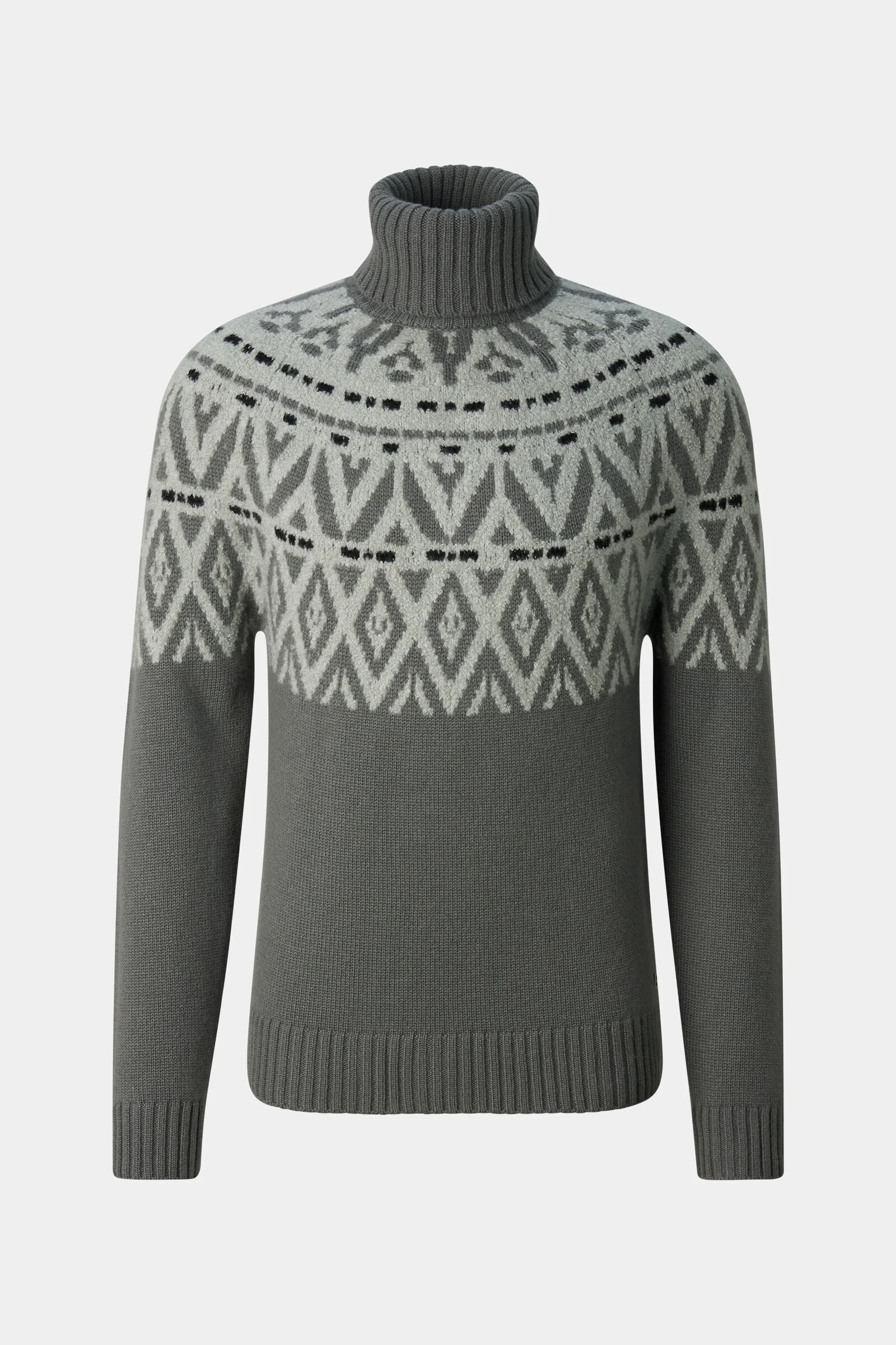 Roxter Cashmere Norwegian Pullover in Olive/Light Gray - 1