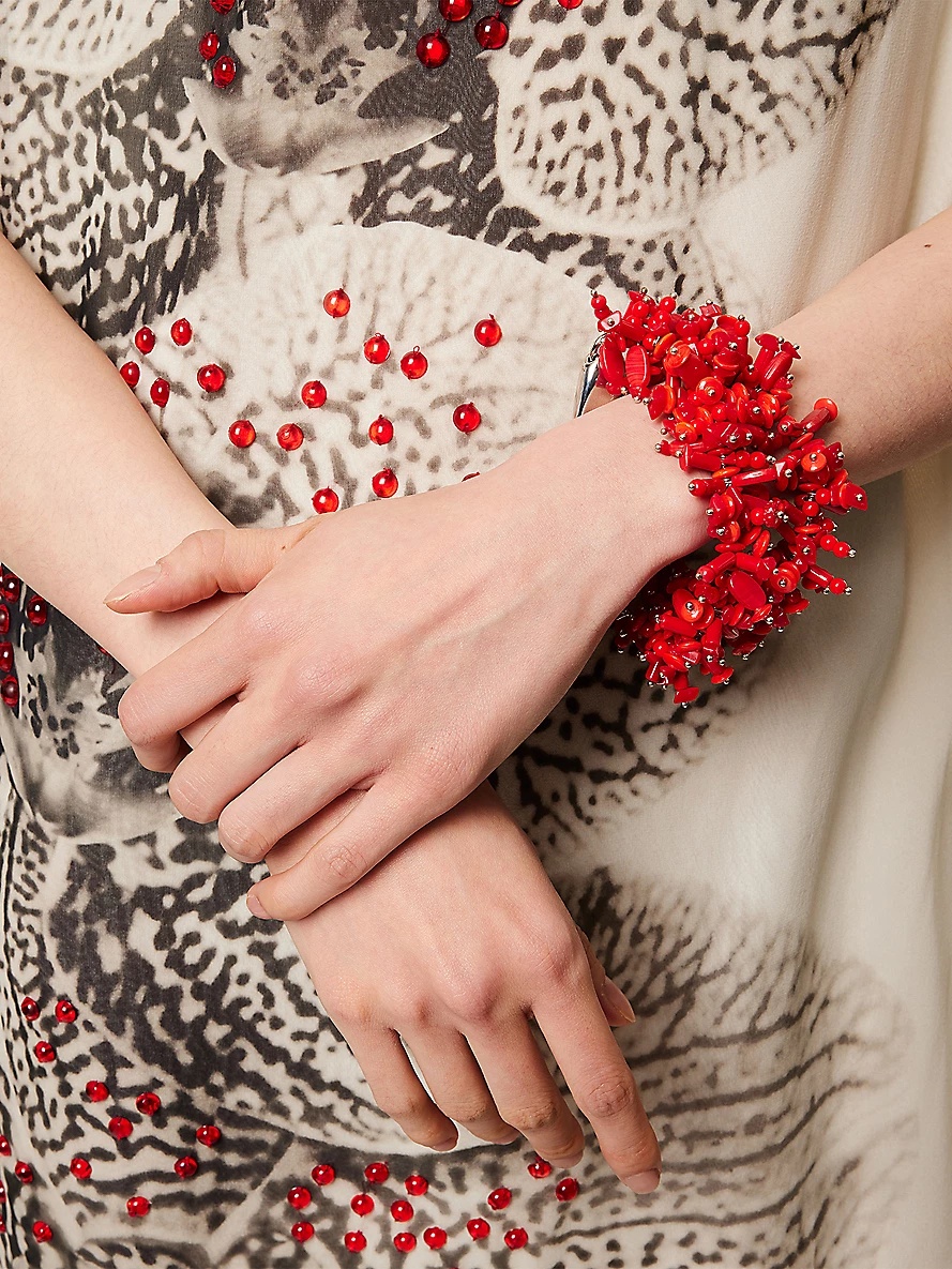 Ruby Silver-Tone Metal Beaded Bracelet - 2