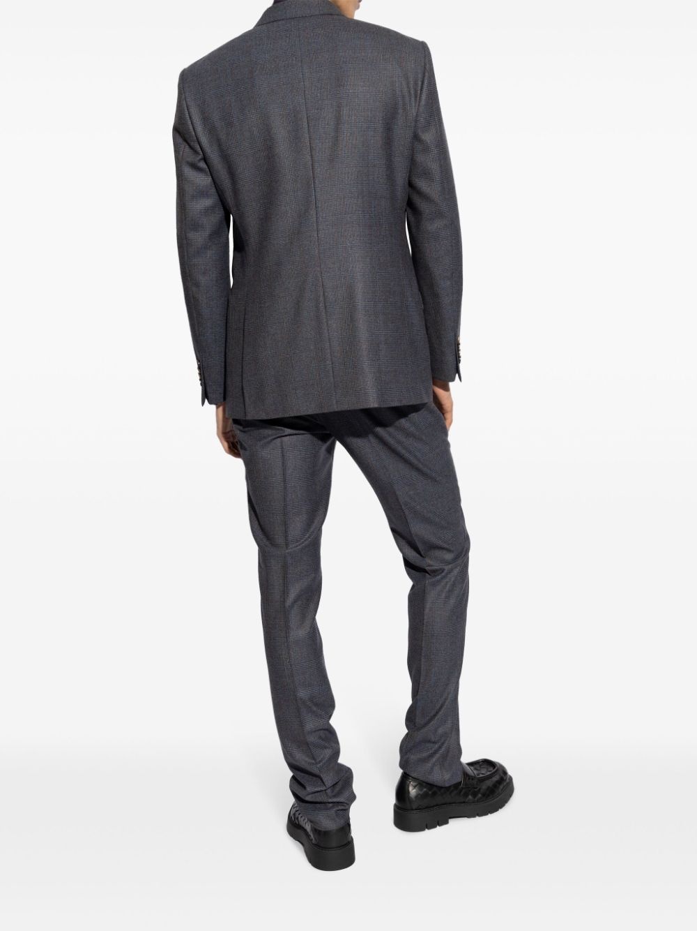 single-breasted checked wool suit - 4