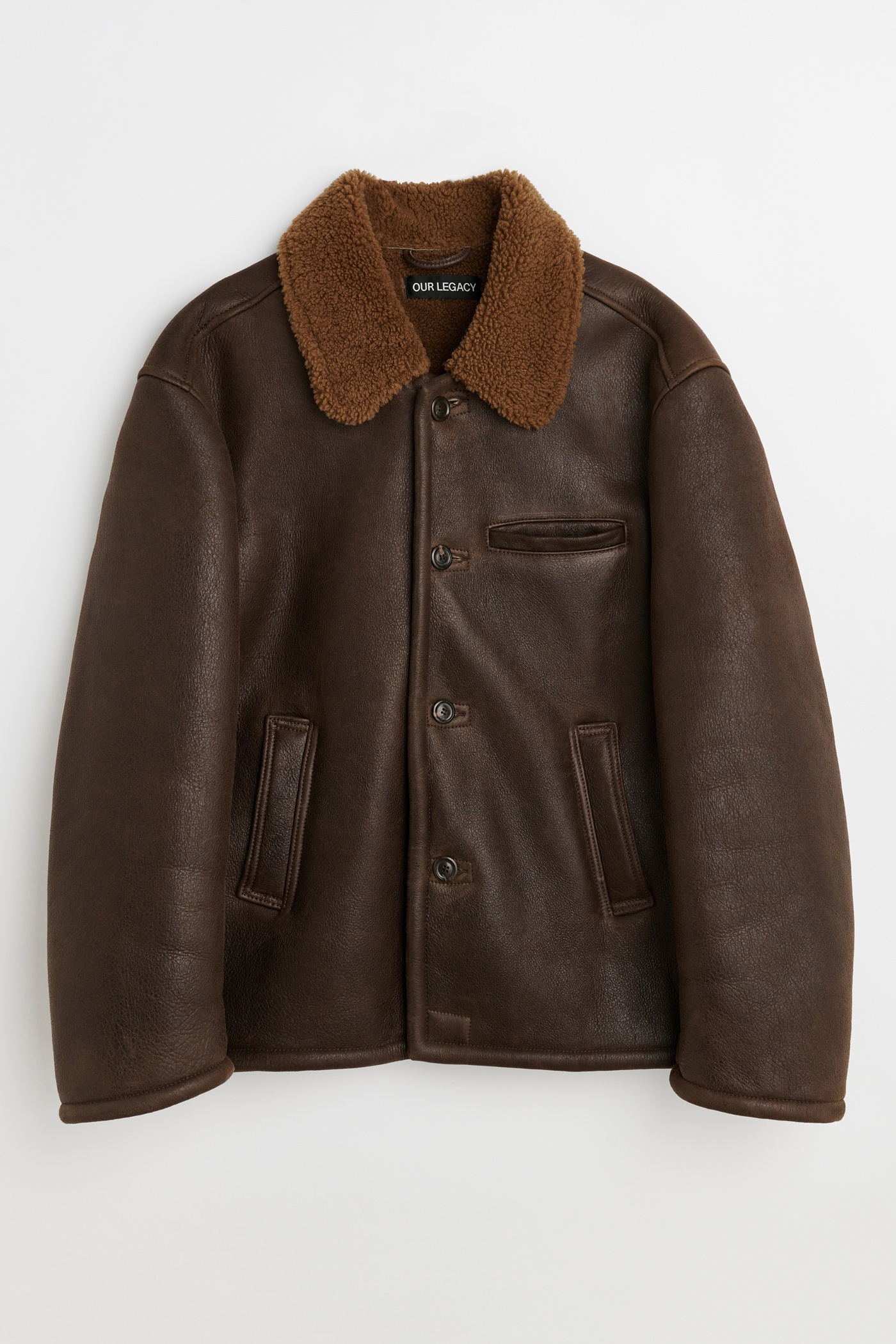 Alaska Jacket Rustic Grain Brown Shearling - 1