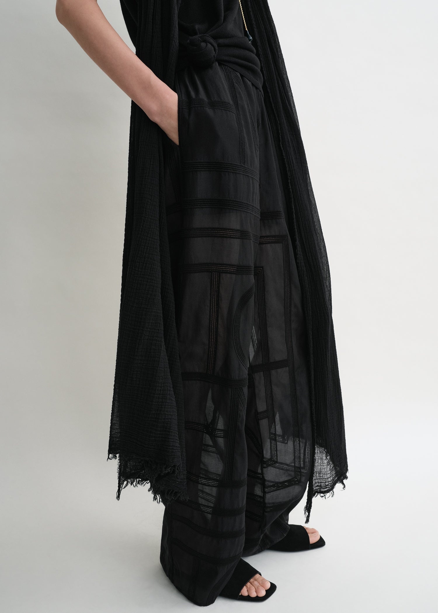 Monogram crochet pj bottoms black - 5
