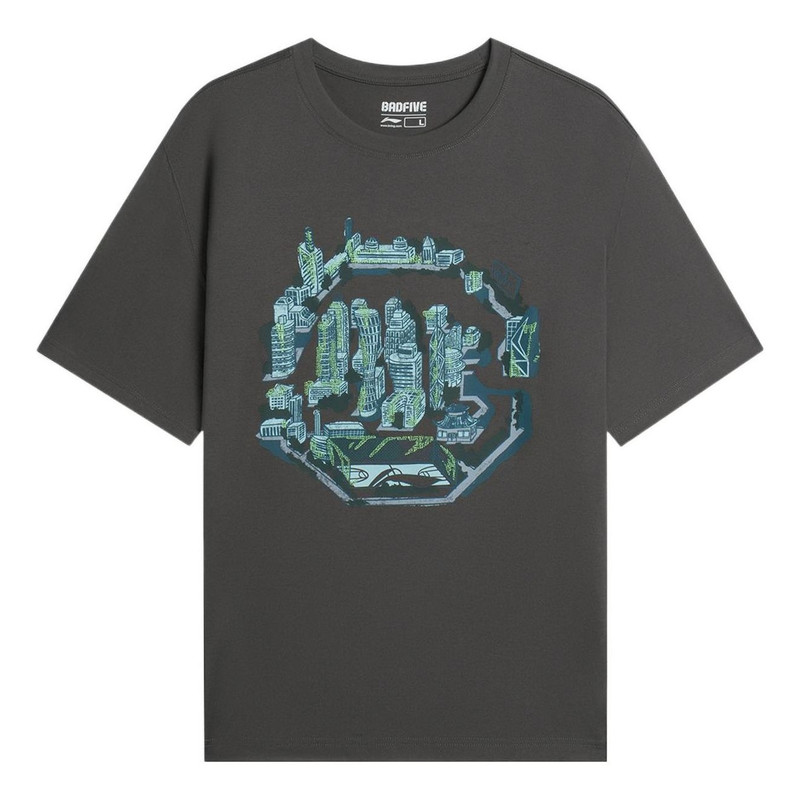 Li-Ning BadFive City Graphic Loose Fit T-shirt 'Grey' AHSS735-5 - 1
