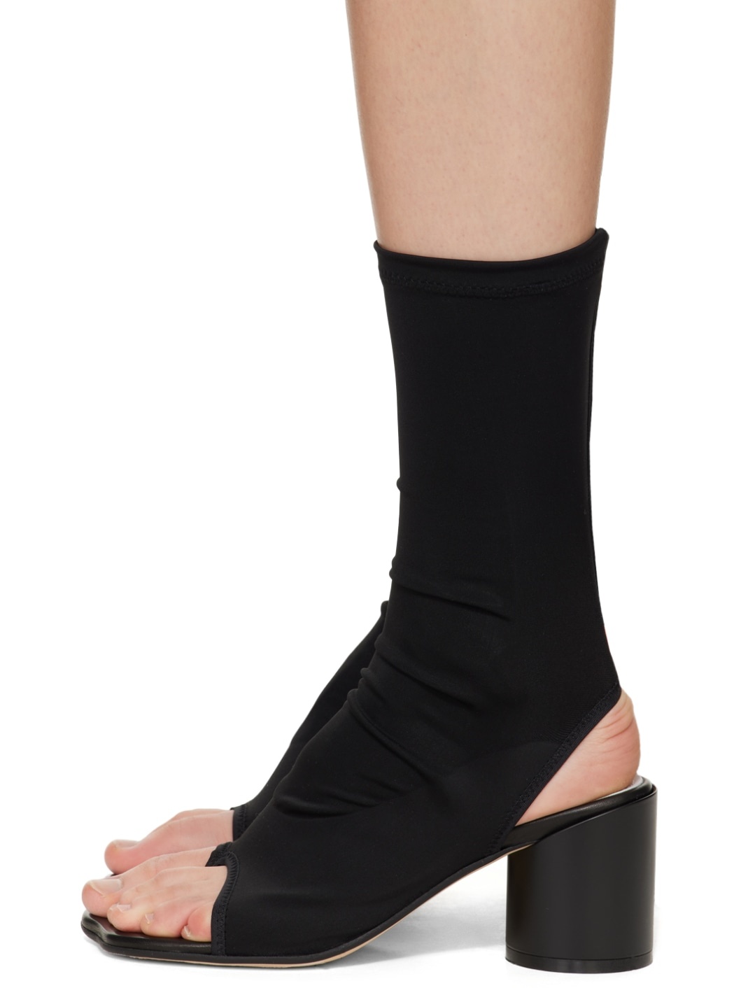 Black Lycra Heeled Sandals - 3
