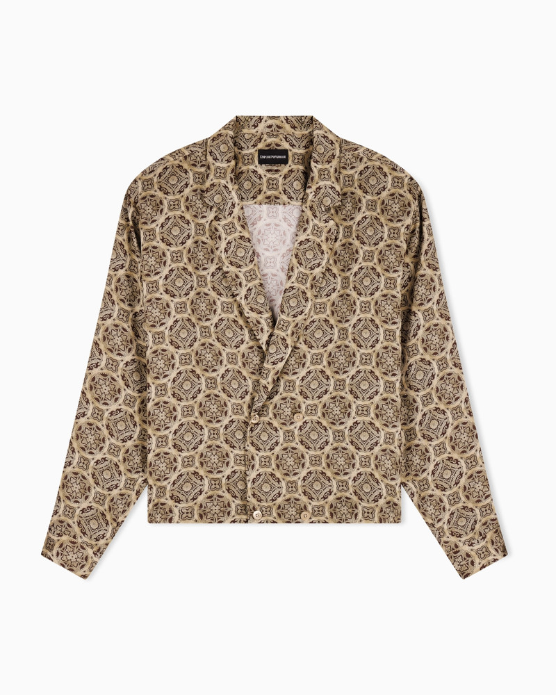 DOUBLE-BREASTED SATIN SHIRT WITH ALL-OVER PRINT 1